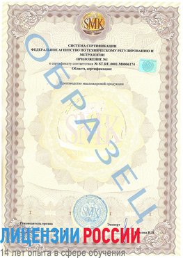Образец сертификата соответствия (приложение) Назарово Сертификат ISO 22000